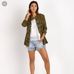Camo print double cloth jacket